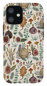 Figs, Mushrooms and Leaves Pattern - Phone Case