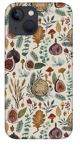 Figs, Mushrooms and Leaves Pattern - Phone Case