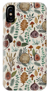 Figs, Mushrooms and Leaves Pattern - Phone Case