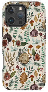 Figs, Mushrooms and Leaves Pattern - Phone Case