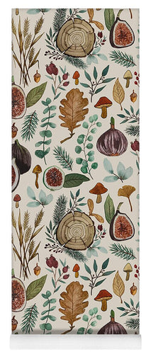 Figs, Mushrooms and Leaves Pattern - Yoga Mat