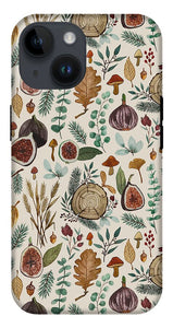 Figs, Mushrooms and Leaves Pattern - Phone Case
