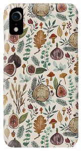 Figs, Mushrooms and Leaves Pattern - Phone Case