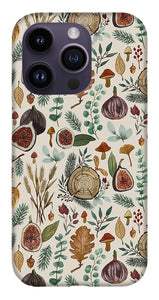 Figs, Mushrooms and Leaves Pattern - Phone Case