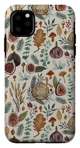 Figs, Mushrooms and Leaves Pattern - Phone Case
