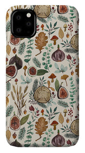 Figs, Mushrooms and Leaves Pattern - Phone Case