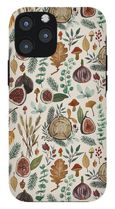 Figs, Mushrooms and Leaves Pattern - Phone Case