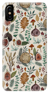 Figs, Mushrooms and Leaves Pattern - Phone Case