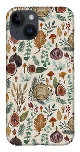Figs, Mushrooms and Leaves Pattern - Phone Case