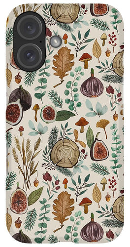 Figs, Mushrooms and Leaves Pattern - Phone Case