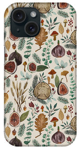 Figs, Mushrooms and Leaves Pattern - Phone Case