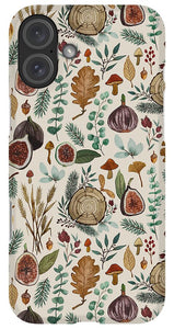 Figs, Mushrooms and Leaves Pattern - Phone Case