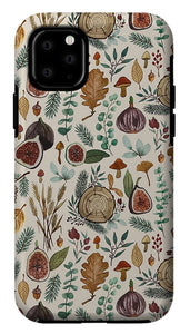 Figs, Mushrooms and Leaves Pattern - Phone Case