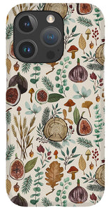 Figs, Mushrooms and Leaves Pattern - Phone Case