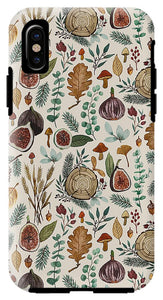 Figs, Mushrooms and Leaves Pattern - Phone Case