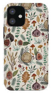 Figs, Mushrooms and Leaves Pattern - Phone Case