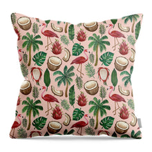 Load image into Gallery viewer, Flamingo Coconut Pattern - Throw Pillow