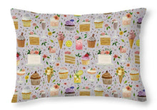 Load image into Gallery viewer, Floral Birthday Cakes, Ice Cream and Cocktails Pattern - Throw Pillow