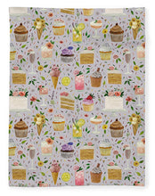 Load image into Gallery viewer, Floral Birthday Cakes, Ice Cream and Cocktails Pattern - Blanket