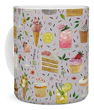 Load image into Gallery viewer, Floral Birthday Cakes, Ice Cream and Cocktails Pattern - Mug