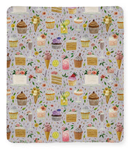 Load image into Gallery viewer, Floral Birthday Cakes, Ice Cream and Cocktails Pattern - Blanket