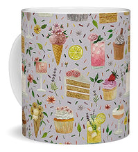 Load image into Gallery viewer, Floral Birthday Cakes, Ice Cream and Cocktails Pattern - Mug