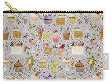Load image into Gallery viewer, Floral Birthday Cakes, Ice Cream and Cocktails Pattern - Zip Pouch