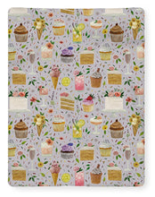Load image into Gallery viewer, Floral Birthday Cakes, Ice Cream and Cocktails Pattern - Blanket