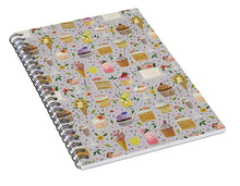 Load image into Gallery viewer, Floral Birthday Cakes, Ice Cream and Cocktails Pattern - Spiral Notebook