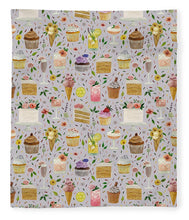 Load image into Gallery viewer, Floral Birthday Cakes, Ice Cream and Cocktails Pattern - Blanket