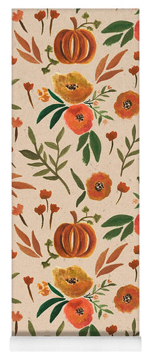 Floral Fall Pumpkin Pattern - Yoga Mat