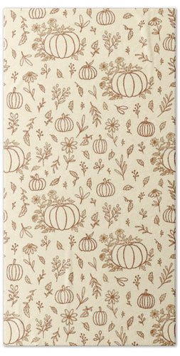 Floral Ink Pumpkin Pattern - Beach Towel
