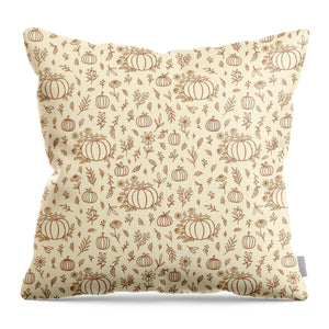 Floral Ink Pumpkin Pattern - Throw Pillow