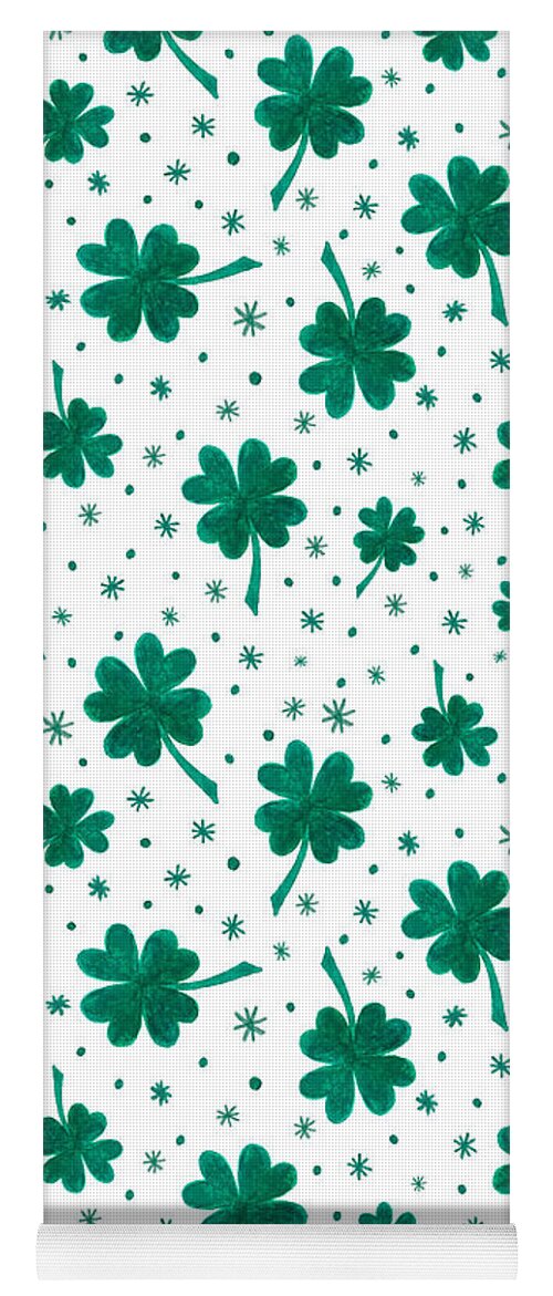 Four Leaf Clover St. Patrick's Day Pattern - Yoga Mat