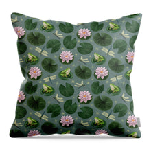 Load image into Gallery viewer, Frog and Lotus Pattern - Throw Pillow