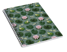Load image into Gallery viewer, Frog and Lotus Pattern - Spiral Notebook