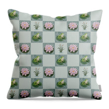 Load image into Gallery viewer, Frog and Lily Pad Checkered Pattern - Throw Pillow