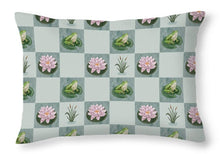 Load image into Gallery viewer, Frog and Lily Pad Checkered Pattern - Throw Pillow