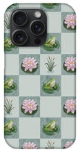 Load image into Gallery viewer, Frog and Lily Pad Checkered Pattern - Phone Case