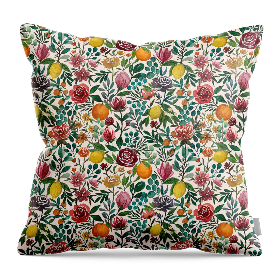 Fruit and Flowers - Throw Pillow