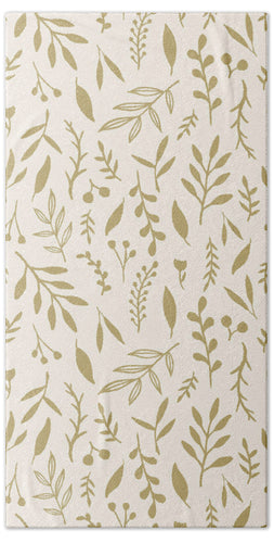 Gold Falling Leaves Pattern - Beach Towel