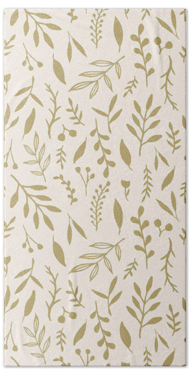 Gold Falling Leaves Pattern - Beach Towel