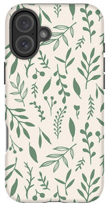 Green Falling Leaves Pattern - Phone Case
