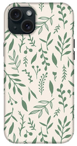 Green Falling Leaves Pattern - Phone Case