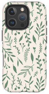Green Falling Leaves Pattern - Phone Case