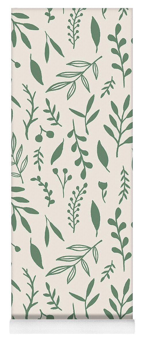 Green Falling Leaves Pattern - Yoga Mat