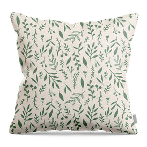 Green Falling Leaves Pattern - Throw Pillow