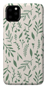 Green Falling Leaves Pattern - Phone Case