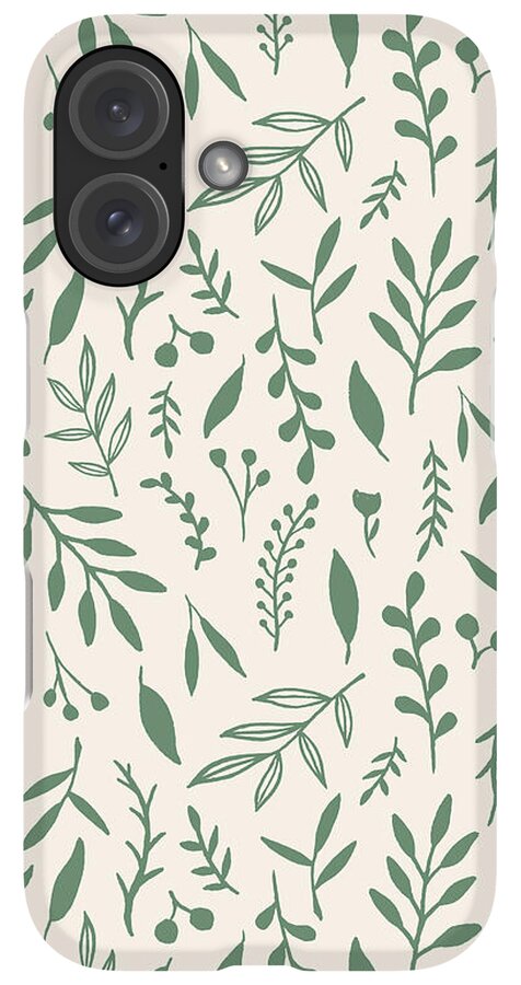 Green Falling Leaves Pattern - Phone Case