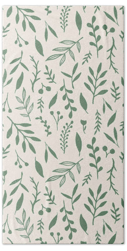 Green Falling Leaves Pattern - Beach Towel